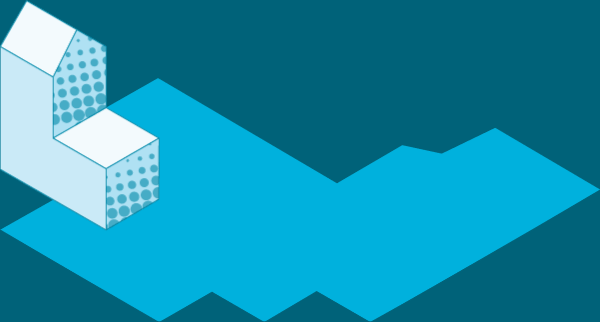 stylized isometric ice with a puddle of water expanding and contracting